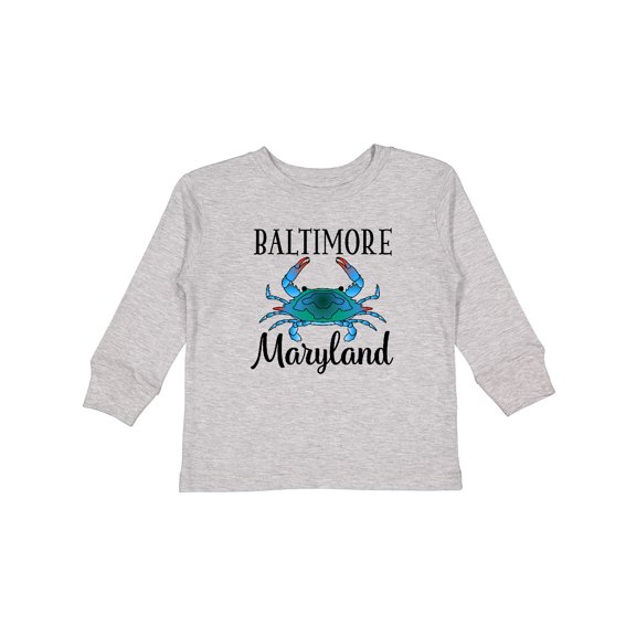 Inktastic Baltimore Maryland Vacation Blue Crab Boys or Girls Long Sleeve Toddler T-Shirt