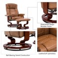 thumbnail image 4 of MCombo Swivel Recliner Chair with Wood Base and Ottoman, Faux Leather, 4 of 10