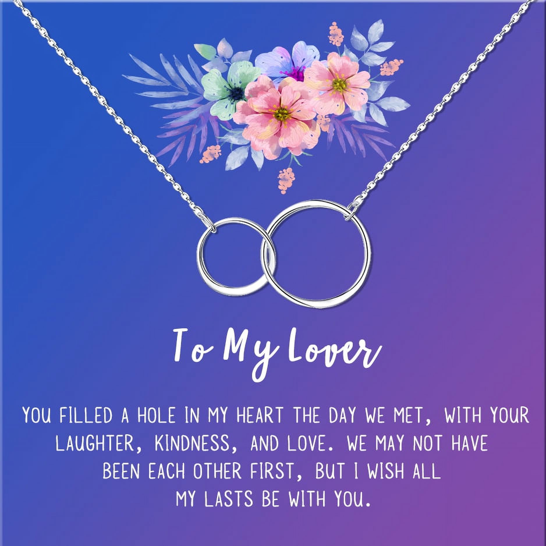 Anavia To My Lover Necklace Gift, Lover Birthday Gift, Valentines's Day Gift, Proposal Gift, Card Gift for Girlfriend-[Silver Infinity Double Ring, Blue-Purple Gift Card]