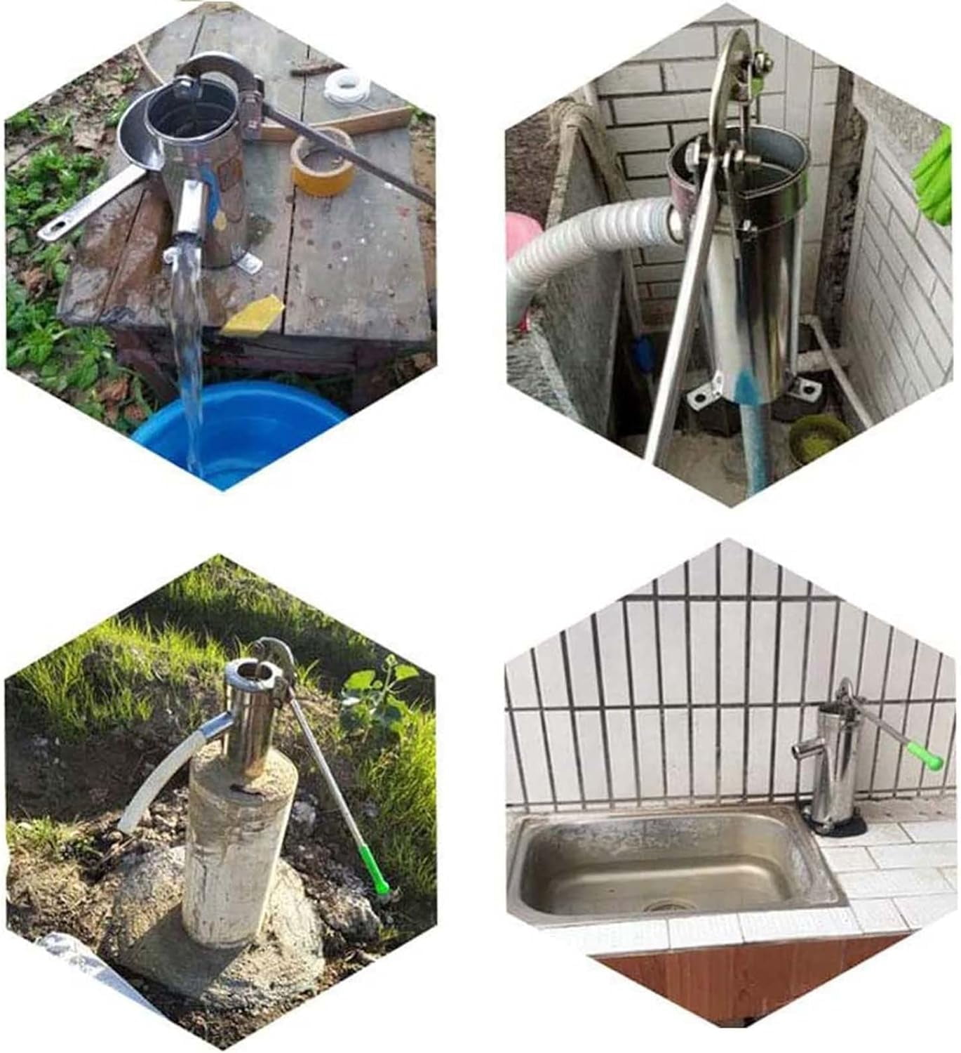 Deep Well Hand Pump, Stainless Steel Water Suction Pitcher Pump, Manual Well Pump for Home Garden Yard with Large Water Yield and Simple Installation