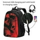 thumbnail image 2 of Balery Red And Black Abstract Skull Mochila con carga USB para hombre y mujer - Mochila impermeable y antirrobo para laptop con puerto USB para viajes, trabajo, 2 of 7