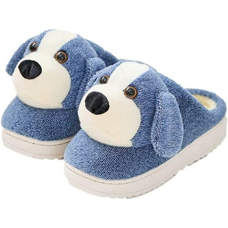 

DanceeMangoo Women Men Cute Fuzzy Dog Aniaml House Slippers Trendy Lovely Plush Fluffy Faux Fur Soft Warm Home Shoes Indoor Winter Open Block Heel