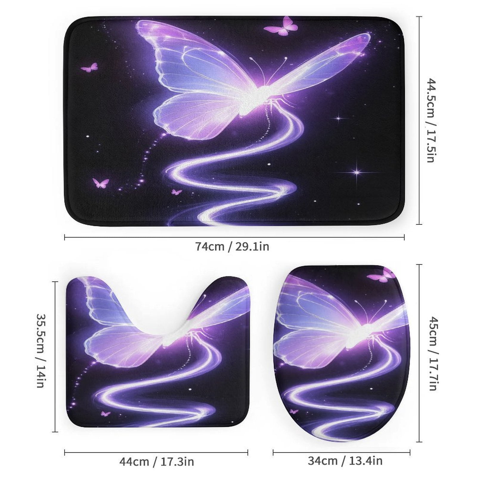 Dreamy Purple Butterfly Pattern (59)-2 Shower Curtain Waterproof Bathroom Curtain Set with Hooks Home Decor Bathroom Curtains 4pcs
