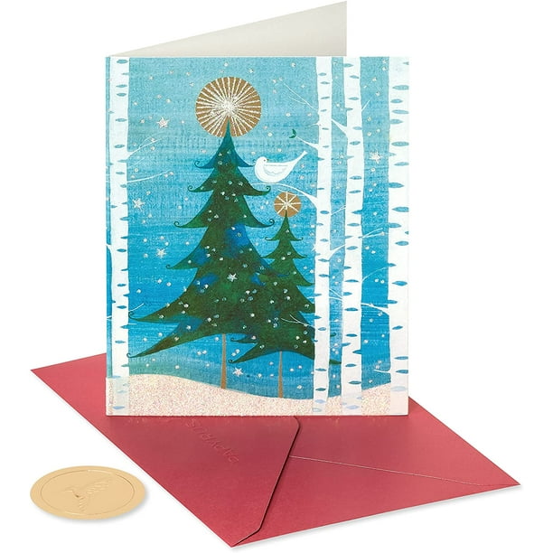 Papyrus Christmas Cards Boxed, Holiday Snowbird and Tree (20-Count