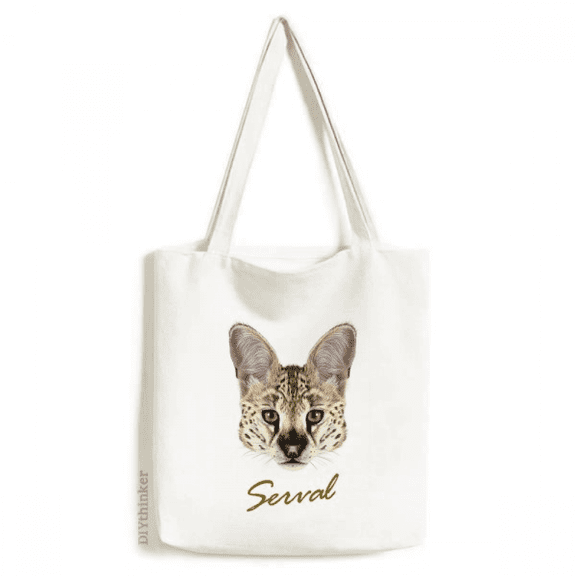 Long-eard Spotted Serval Animal Tote Canvas Bag Shopping Satchel Casual Handbag