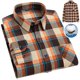 thumbnail image 2 of Camisas De Vestir Para Hombre Manga Larga Camisa de manga larga para hombre Camisa de moda para hombre de talla grande informal a cuadros de lana de algodón (Khaki, XXL-45), 2 of 4