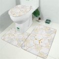 thumbnail image 2 of White Gold Leaf Marble Pattern Bathroom Rugs Sets 3 Piece,Toilet Cover Set,Absorbent Non Slip Bathroom Mats Sets with U-Shaped Contour Rug Toilet Rug Set, 2 of 5