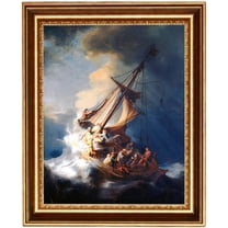 ELITEART-Christ in a Storm on the Sea of Galilee By the Dutch Golden Age painter Rembrandt van Rijn Oil Painting Reproduction Giclee Wall Art Canvas Prints Framed Size:30"x24 1/2"