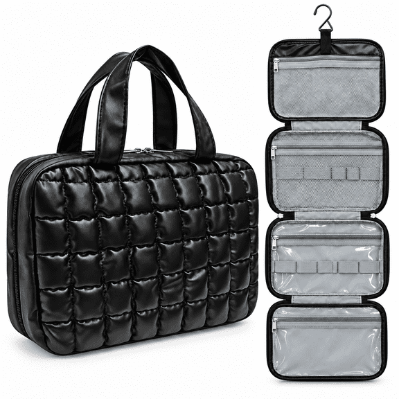 Ocalpur Hanging Toiletry Bag with Hanging Hook, Travel Toiletry Bag for Women and Men, Water-resistant Makeup Cosmetic Bag for Shampoo & Toiletries