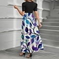 thumbnail image 4 of UoCefik Purple Wedding Dresses For Bride Elegant Floral Summer a Line Dress with Belt Short Sleeve Patchwork Plus Size Party Flowy Maxi Dresses XXL, 4 of 4