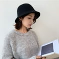 thumbnail image 5 of CoCopeanut Topi Bucket Wanita Musim Dingin Hangat Panama Tebal 2021 untuk Remaja Topi Wol Felt untuk Anak Perempuan Topi Hip Hop Hitam Bulu Mode Musim Dingin, 5 of 6