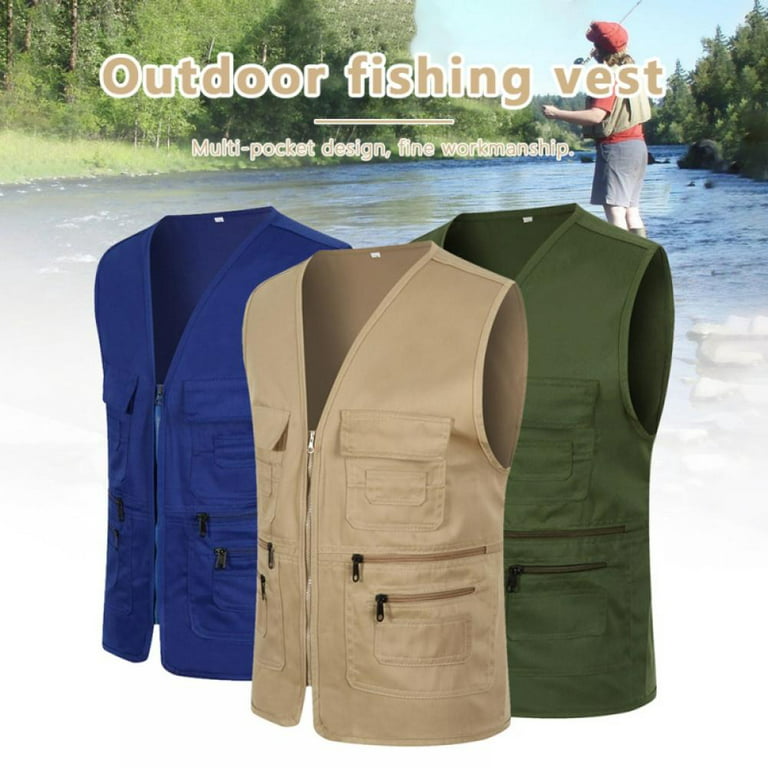 Men's Fishing Vest Alive Outerwear Multi-Pocket Vests Casual Work  Sleeveless Jacket