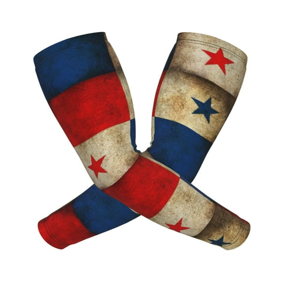 Grunge Retro Panama Flag Arm Sleeves For Men And Women Compression Sun Protection Tattoo Cover Up Baseball Basketball Running