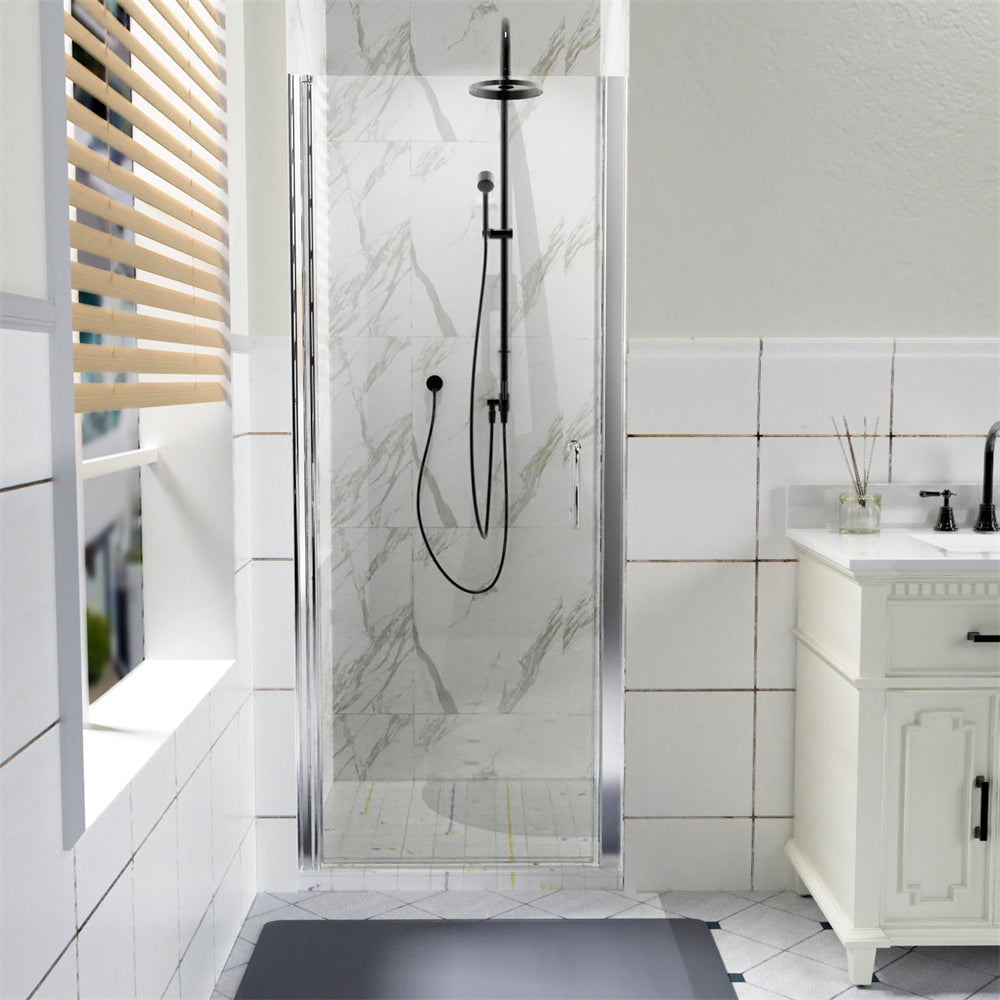 Exbrite 30 In W X 72 In H Frameless Stand Up Shower Doors Clear Glass Shower Door Glass Finish Walmart Com