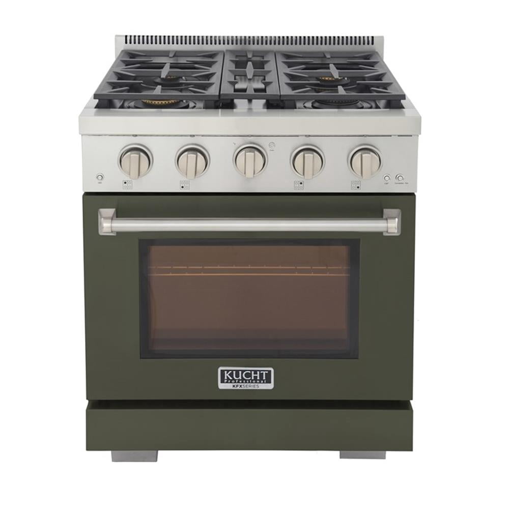 Pemberly Row 30" Propane Gas Rang in Olive Green with True Simmer Burners
