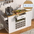 thumbnail image 1 of 47" Wine Bar Cabinet with Power Outlet, Coffee Bar Buffet Sideboard with Wine Rack, Liquor Storage Cabinet with Drawers, Modern MDF Kitchen Credenza for Dining Room, Kitchen, Living Room (White), 1 of 18