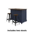 Kelsey Kitchen Island with 2 Stools and Drawers, Blue