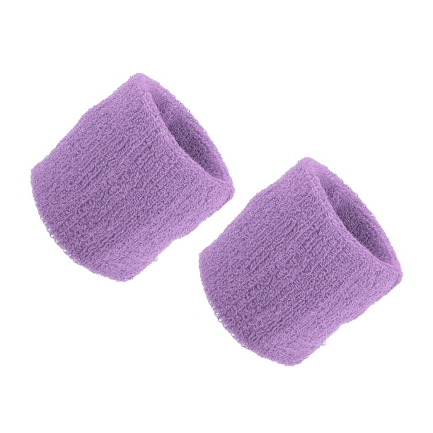Muñequeras Unique Bargains de Algodón Absorbente de sudor Púrpura Claro 8x8cm