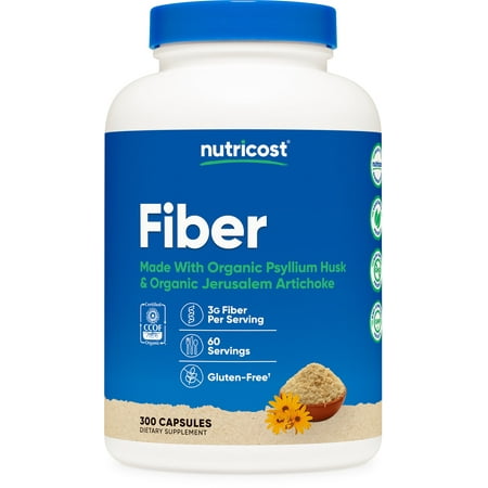 Nutricost Fiber Capsules with Prebiotic Fiber Supplement 300 Capsules