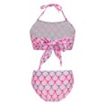 thumbnail image 2 of TiaoBug Girls 2 Pcs Mermaid Bikini Sets Shiny Halter Ruffles Crop Top with Triangle Brief Bathing Suit Tankini Pink 120, 2 of 5