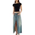 thumbnail image 2 of Diconna Women Short Sleeve Crop Tops Solid Color/Stripe Rib Knit Backless T-Shirts Summer Slim Fit Shirts Streetwear, 2 of 6