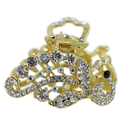 claw bird clip hair rhinestone gold
