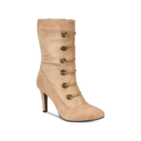 

Rialto Womens Chung Fabric Almond Toe Mid-Calf Fashion Light Taupe Size 7.5