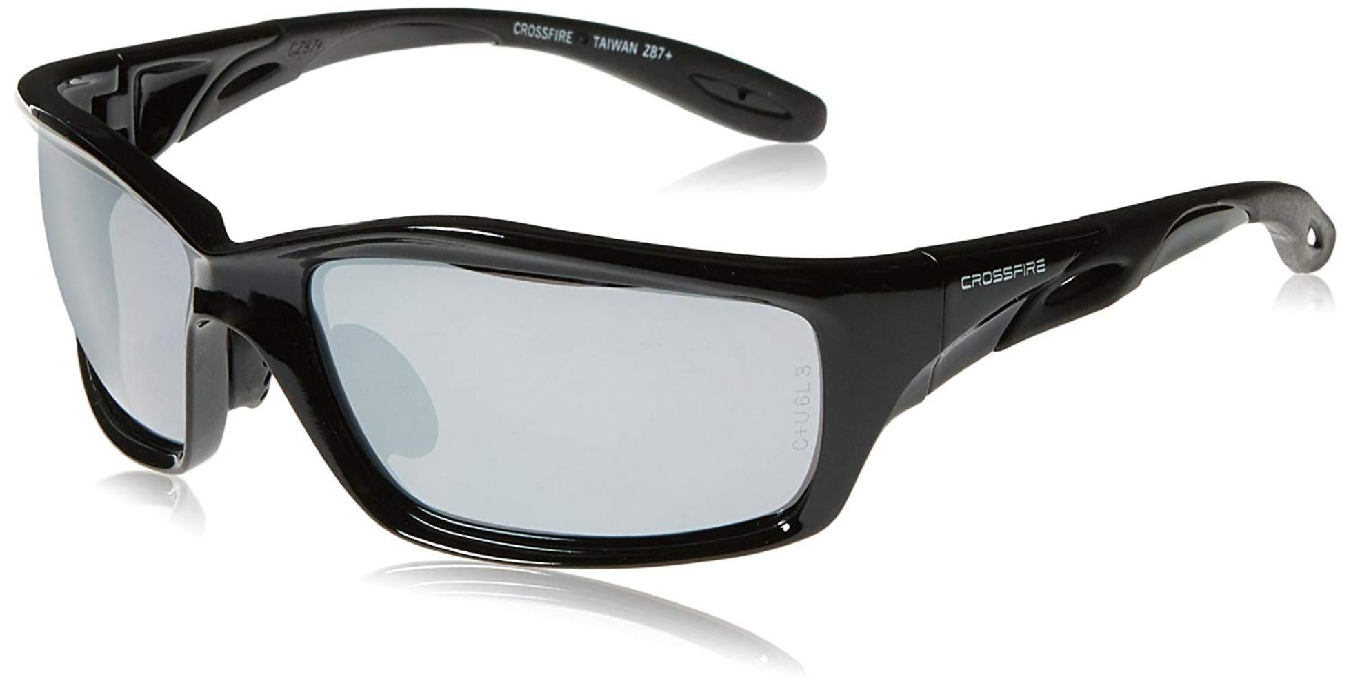 Crossfire 263 Infinity Safety Glasses Silver Mirror Lens Shiny Black
