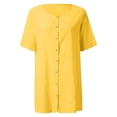 thumbnail image 5 of Women's Swimsuit Coverup Shirt Dress Button Down Short Sleeve Tunics Tops Bathing Suit Cover Up Vacation Beachwear Yellow 3XL, 5 of 5