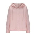 thumbnail image 3 of YUGYXL Zip Up Cardigan Sweater for Women Cable Knit Hoodie Long Sleeve Jacket Oversized Outwear Drawstring Sweatshirts A Pink M, 3 of 5