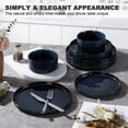 thumbnail image 2 of Vesteel Dinnerware Set for 4, 12-Piece Premium Stoneware Ribbed Dishes with Reactive Glaze, Chip & Scratch Resistant Plates and Bowls Set for Home Restaurant, Microwave Safe - Starry Blue, 2 of 9