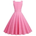 thumbnail image 4 of Lolmot Women 50s 60s Vintage Sleeveless Polka Dot Solid Color Cocktail Swing Dress Retro Audrey Hepburn Evening Rockabilly Prom Party Dress Formal A-line Mid-Length Dress, 4 of 5