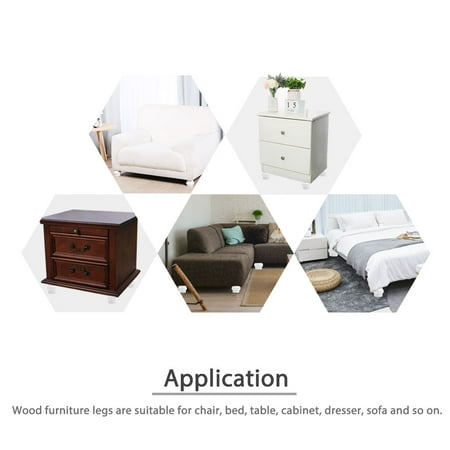 3 Inch Round Wood Furniture Legs Sofa Dresser Replacement Feet Set