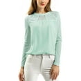 thumbnail image 2 of Allegra K Women's Round Neck Casual Blouses Lace Floral Long Sleeve Chiffon Top, 2 of 6