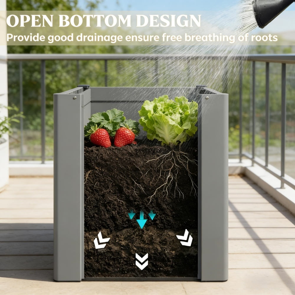 40" 6-Tier Rock Outdoor Water Fountain Gray Resin Fountain with Warm LED Lights for Patio Garden Balcony
