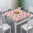 thumbnail image 3 of Red Strawberry Plants Pink Pattern Square Fitted Tablecloth with Elastic Edge,Square Table Cover,Washable Elastic Table Cover for Home Kitchen Party Decor 34"x34", 3 of 6