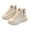Khaki, variant on Women's High top Thick Soled Sneakers Fashion Lace up PU Leather Ankle Shoes with Zipper