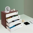 thumbnail image 5 of Lacquer Wood 15.94 Inches High 4-Storey Locked Storage Cabinet Desktop Drawer Locker Office Stationery Organizer, 5 of 20