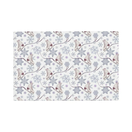 

Table Placemats Set of 4 - Elegant ice skates snowflakes 12x18 In Faux Linen Double Heat Resistant Place Mats Cloth Indoor/Outdoor Placemats Washable Table Mats for Dining Kitchen Party