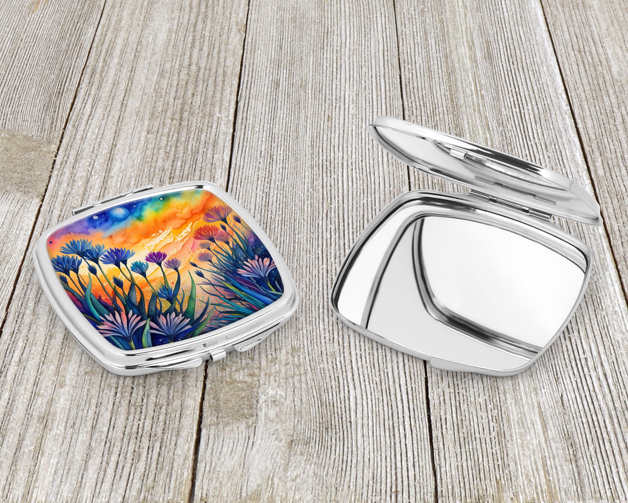 Colorful Agapanthus Compact Mirror 2.75 in x 3 in