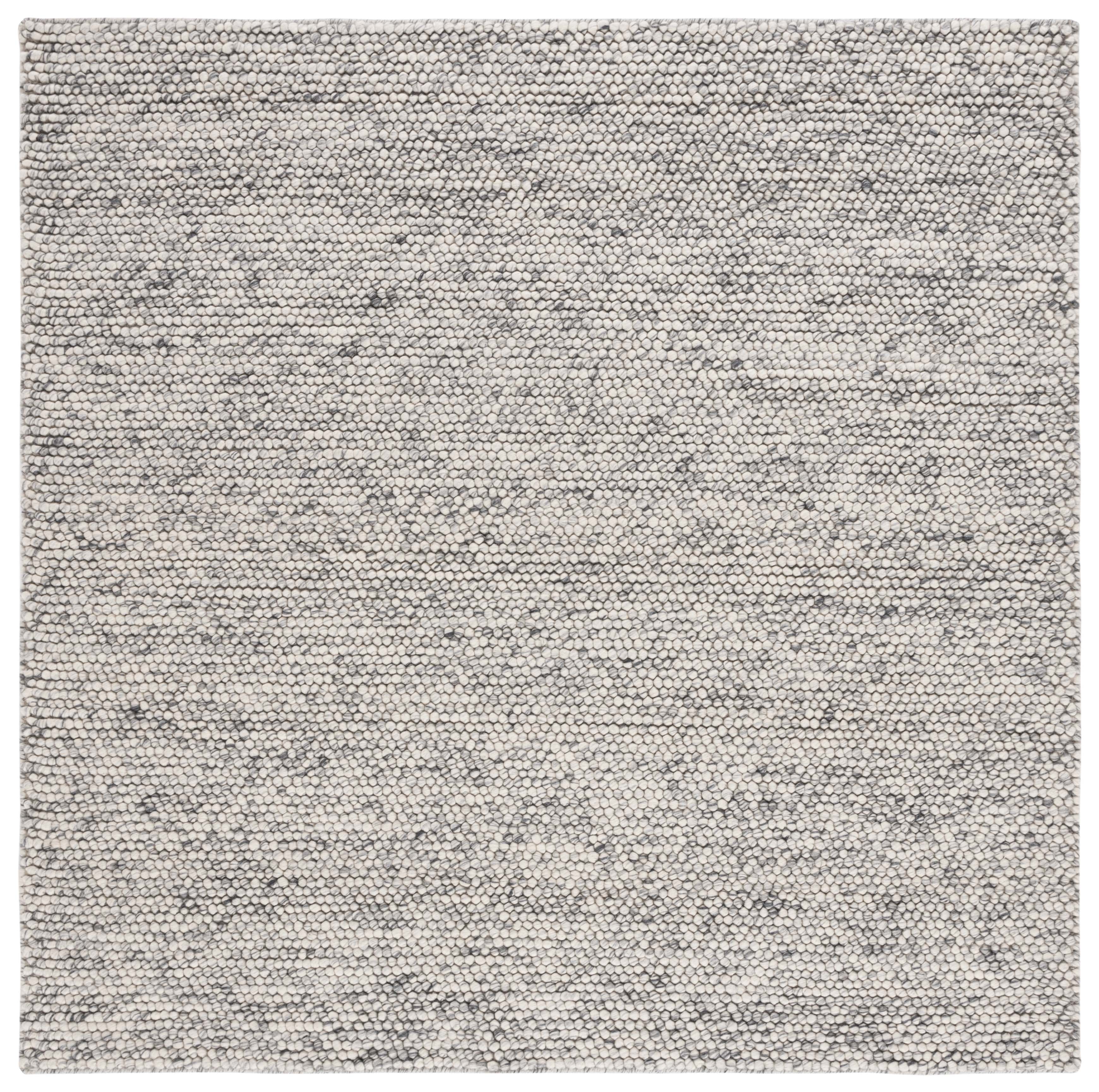 SAFAVIEH Natura Feride Geometric Area Rug, Light Grey/Ivory, 4' x 4' Square - Scandinavian Design, Light Grey & Ivory, Handmade Wool Blend, Ideal for Living Room, Bedroom, Dining Space