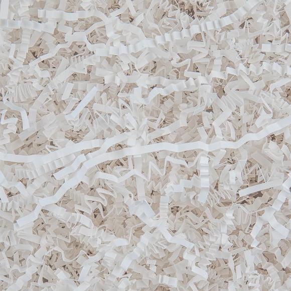 Cojín de césped arrugado cortado con trozos de papel, 130 ml, color blanco