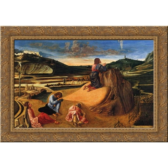 Agony in the Garden 24x18 Gold Ornate Wood Framed Canvas Art by Bellini, Giovanni