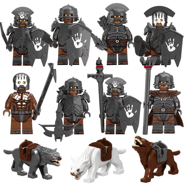 BlockCraftsman 11 Figuras de Soldados Orcos | Lobo de Guerra de LOTR | Decoración de Escritorio Antigua y Regalos para Fans de la Historia