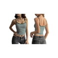 thumbnail image 3 of Women Y2K Stripe Print Camisole Spaghetti Strap Scoop Neck Tank Tops Aesthetic Sleeveless Crop Top Green & White L, 3 of 7