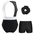 thumbnail image 2 of YONGHS Girls Athletic DancewearTracksuit Kids Gymnastics Sleeveless Leotard with Shorts Hair Band Outfits White&Black 14, 2 of 5