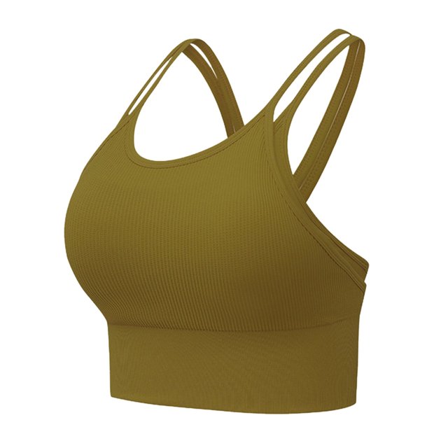 Sujetador deportivo corto con espalda cruzada y relleno para mujer - Camiseta sin mangas rellena para entrenamiento, yoga y gimnasio, estilo informal y sexy, para todas las estaciones