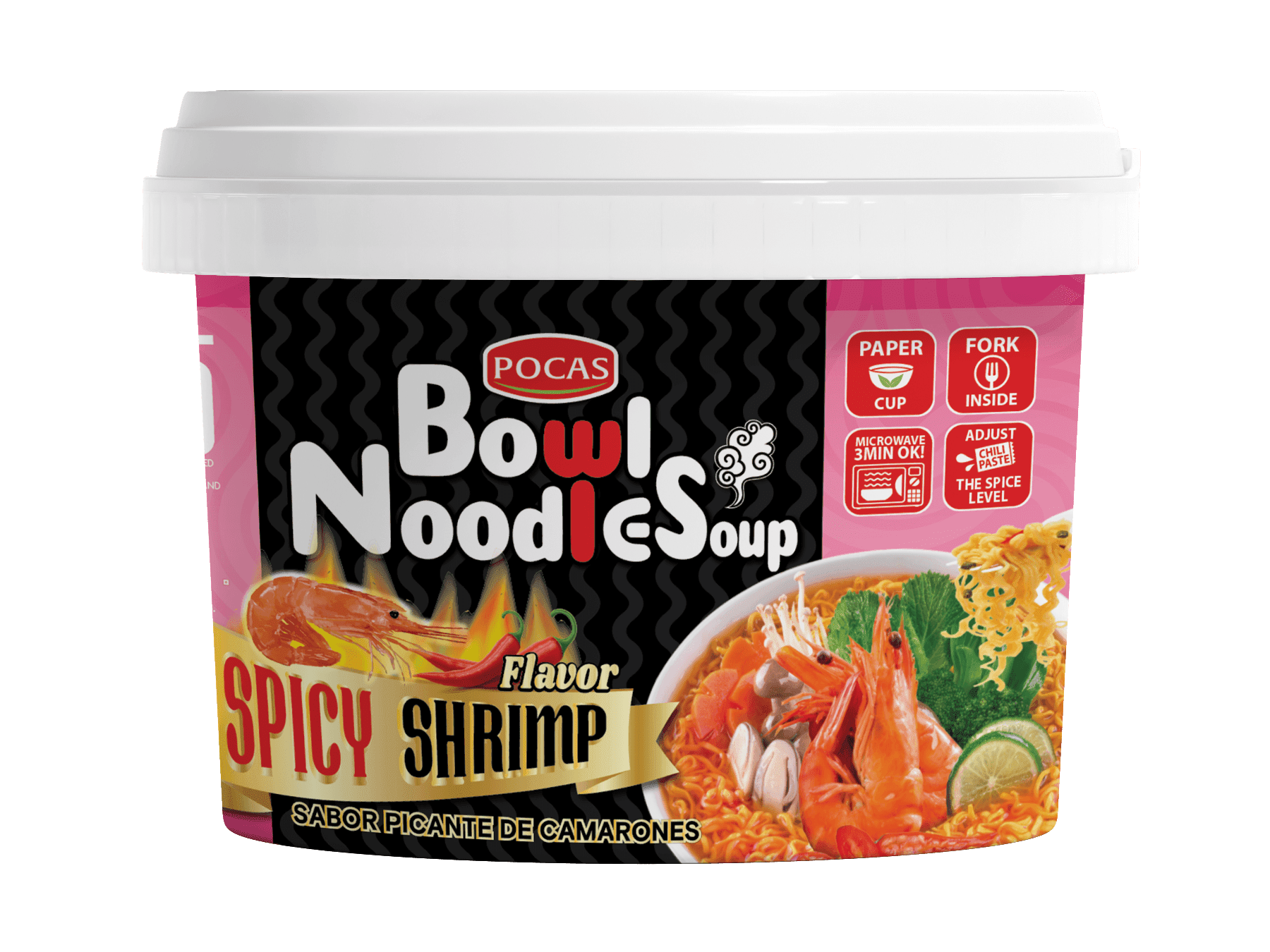 Pocas Bowl Noodle Soup, Spicy Shrimp, 3.17 Ounce (Pack of 12) Walmart