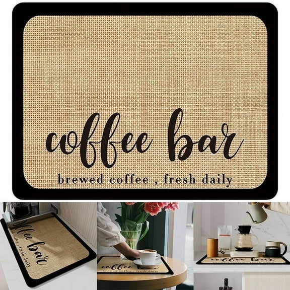 Lzvxtym Coffee Mat Hide Stains Rubber Backed Coffee Bar Countertop Mat Waterproof Placemat Kitchen Counter Coffee Bar Accessories
