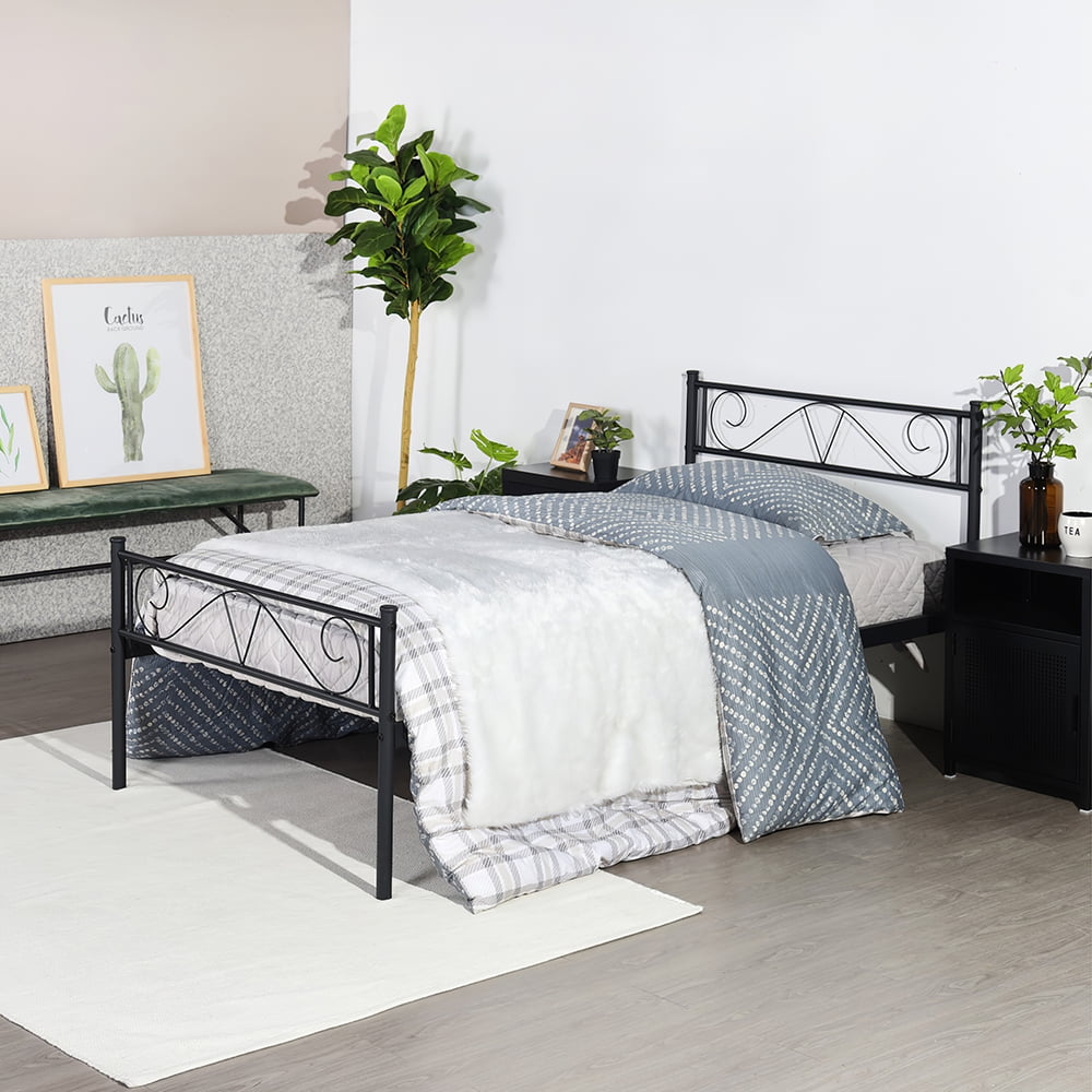 Kepooman Modern Metal Single Bed Frame for Apartment Bedroom Dorm, 77.5" * 40.9" * 34.6", Black Kepooman Modern Metal Single Bed Frame for Apartment Bedroom Dorm, 77.5" * 40.9" * 34.6", Black